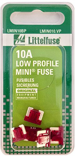 Littelfuse LMIN010.VP MINI Low Profile 10 Amp Carded Blade Fuse, (Pack of 5)