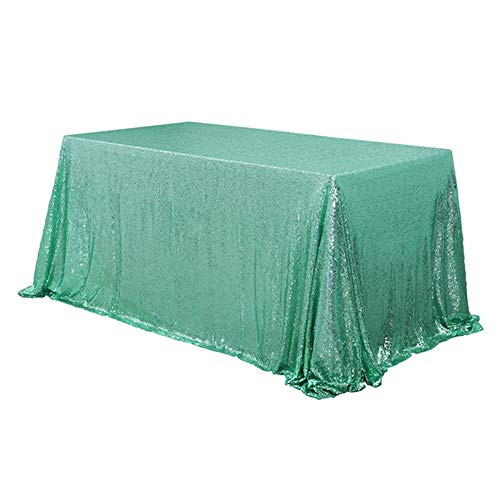 TRLYC 60 x 120-Inch Rectangular Sequin Tablecloth Mint