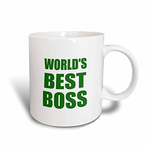 3dRose 194439_1 Worlds Best Black-Text Design for The Greatest Boss Ceramic Mug, 11 oz, Green
