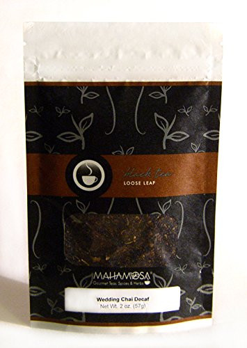 Mahamosa Wedding Chai Decaf Tea 2 oz - Loose Leaf Decaffeinated Black Tea (with crushed green cardamom, cardamom seeds and vanilla flavor)