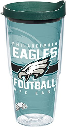 Tervis 1180524 NFL Philadelphia Eagles Gridiron Tumbler with Wrap and Hunter Green Lid 24oz, Clear