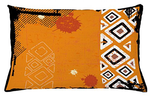 Ambesonne Tribal Throw Pillow Cushion Cover, Ethnic African Design with Bold Lines Geometric Triangles Artwork Image, Decorative Accent Pillow Case, 26 W X 16 L Inches, Black Orange and White