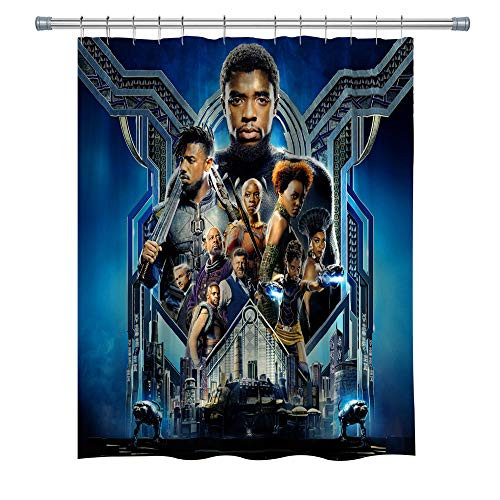 Marvel Series Movies Shower Curtain,Black Panther Superhero Waterproof Polyester Fabric Shower Curtain for Bathroom, Bathroom Accessories with Hooks, 71X 71 in Marvel Series Movies Shower Curtain,Black Panther Superhero Waterproof Polyester Fabric Shower Curtain for Bathroom, Bathroom Accessories with Hooks, 71X 71 in