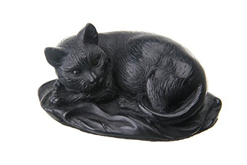 danila-souvenirs Decorative Stone Statue Figurine Sculpture Lying Black Cat 3.9''