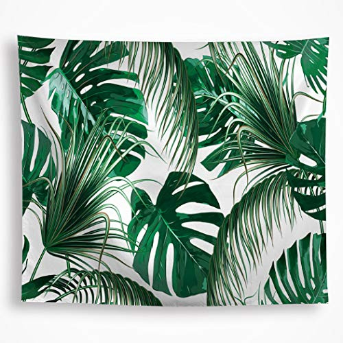 VAKADO Leaf Tapestry Wall Hanging Tropical Palm Tree Leaf Green Banana Leaves Wall Tapestry Living Room Bedroom Dorm Home Decor 59"X82.6"
