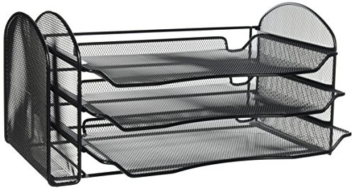 Safco Products 3265BL Onyx Mesh Desktop Organizer with 1 Vertical/3 Horizontal Sections, Black