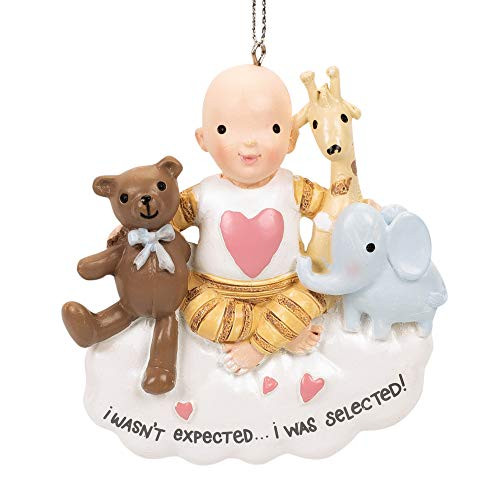 Midwest-CBK I was Selected Adoption White 3 x 3 Resin Stone Christmas Hanging Ornament