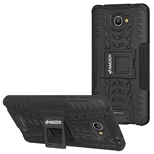 AMZER Slim Protective Shockproof Hybrid Warrior Dual Layer Case for Alcatel Pop 4s - Black