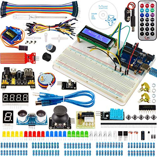 Miuzei UNO R3 Starter Kit for Arduino Projects Including Breadboard Holder, LCD 1602, Servo, Sensors and Detailed Tutorials MA05