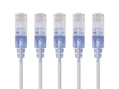 Monoprice 5-Pack SlimRun Cat6A Ethernet Network Patch Cable 10G 2ft- White