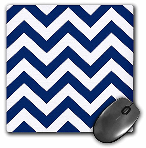 3drose Navy and White Chevron - Mouse Pad