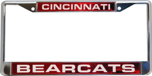 NCAA Cincinnati Bearcats Laser Cut Inlaid Standard Chrome License Plate Frame, Chrome
