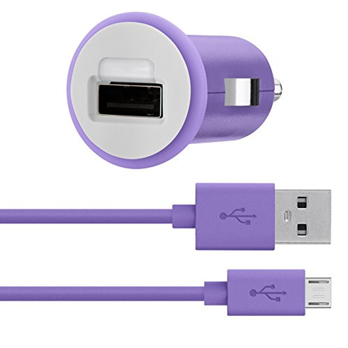 Belkin MIXIT Car Charger with 4-Foot Micro USB Charging Cable (2.1 Amp) - Retail Packaging - Purple