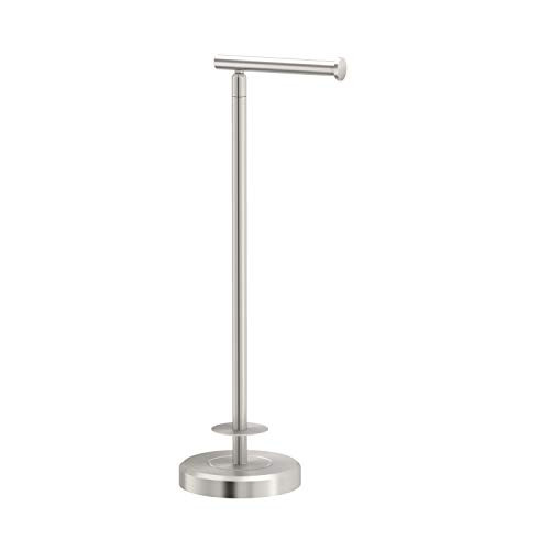 Gatco Latitude II Freestanding Toilet Paper Holder with Storage, Satin Nickel