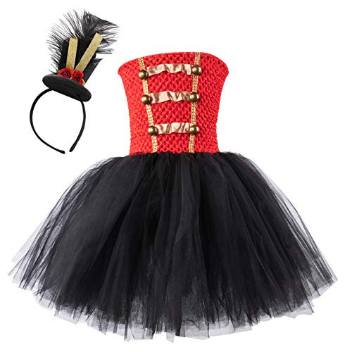 AQTOPS Girls Circus Nutcracker Costumes Drum Majorette Tutu Dress Size 4 Red and Black