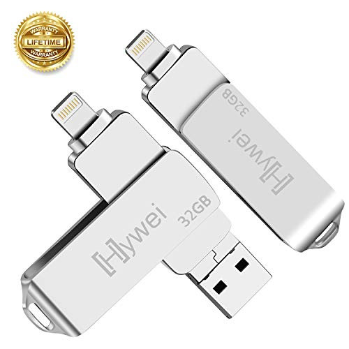 32GB OTG USB Flash Drive 3.0 for Lightning Flash Memory iOS USB Fash Drive Lightning 3 in 1 USB Flash Drive for iPhone iPad Mac PC USB 3.0 External Storage Memory (Silver)