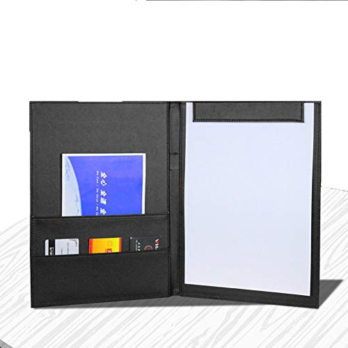 PU Leather Clipboard Folder A4 Presentation Book Folder Conference Folder Writing Pad Magnetic Binder Documents Holder Files Cards Organizer Refillable Filing Folder for Business Office
