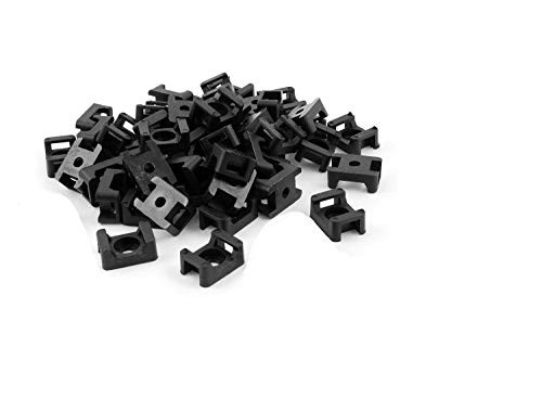 VNDEFUL 100 Pcs Black 9.0 mm Width Plastic Wire Buddle Cable Tie Mount Saddle,nylon tie with fixed seat, positioning piece