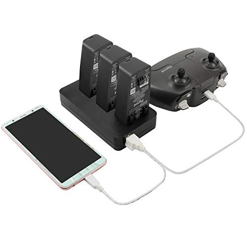 Anbee Multifunctional Battery Charger Hub Compatible with Parrot Anafi Drone, Home Charger & Car Charger 2-in-1