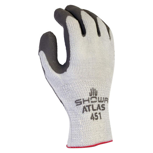SHOWA Atlas 451 Palm Coating Natural Rubber Glove, 10-Gauge Insulated Seamless Knitted Liner, General Purpose Work, Medium (Pack of 12 Pairs)