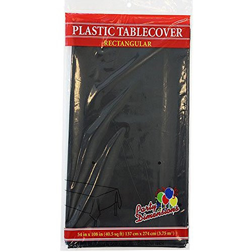 Party Dimensions Single Count Rectangular Plastic Tablecover, 54 by 108-Inch, Black, 2 Count