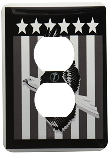 3dRose lsp_23458_6 Patriotic Eagle In Black and White 2-Plug Outlet Cover