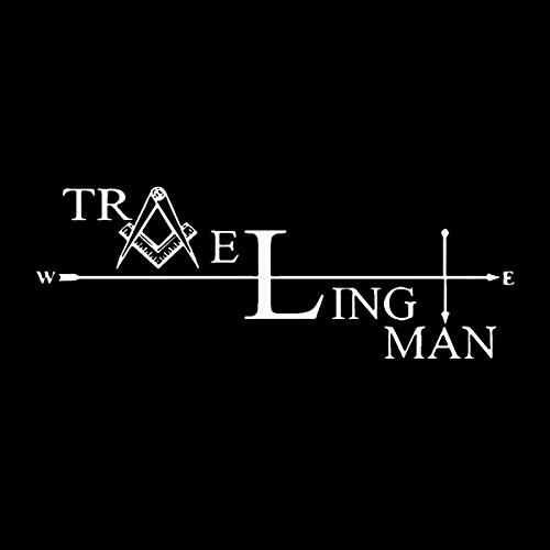 Traveling Man Square & Compass Masonic 6 Inch White Vinyl Decal