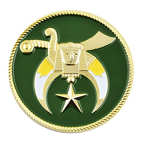Shriner Green & Gold Masonic Auto Emblem - 2" Diameter