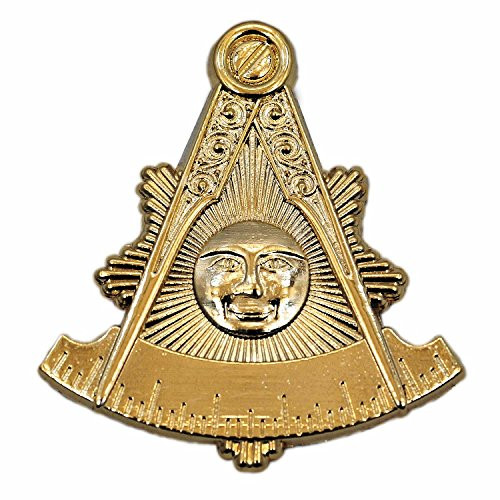 Sunburst Past Master Gold Masonic Auto Emblem - 3" Tall