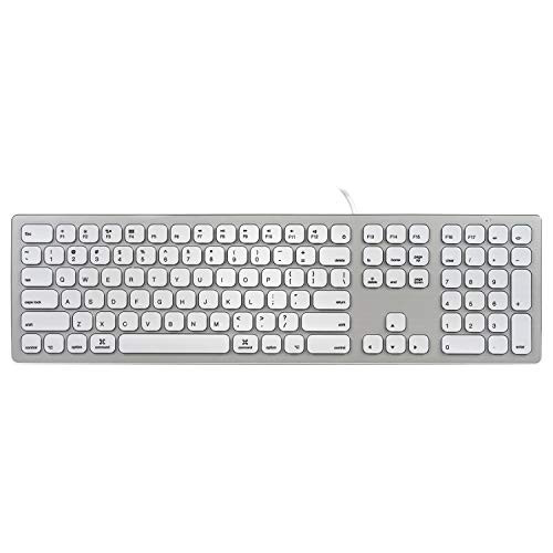 Perixx PERIBOARD-325 MW - Wired Backlit Aluminum Keyboard - Compatible with Mac OS X - Full Size Design - Silent Scissor Keys - 2 x USB 2.0 Hubs