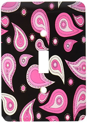 3dRose Lsp_13781_1 Pink and Black Paisley Print Single Toggle Switch