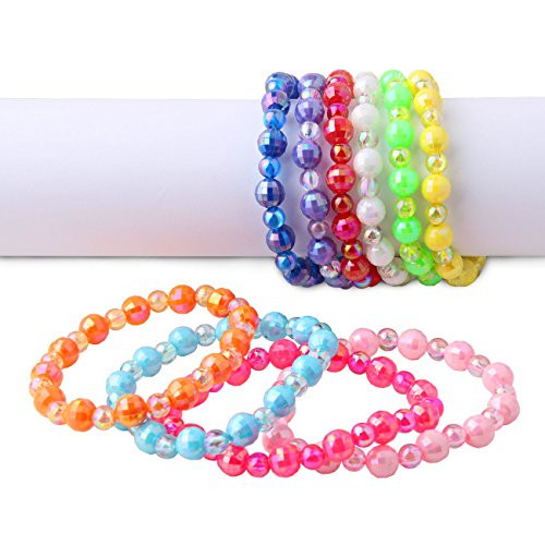 Candygirl Friendship Bracelets Plastic Iridescent AB Colorful Bead Bracelets 10pcs Per Pack Value Pack Party Favor Bracelets