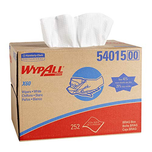 Wypall X60 Reusable Cloths (54015) in Brag Box, White, 252 Sheets/Box, 1 Box/Case