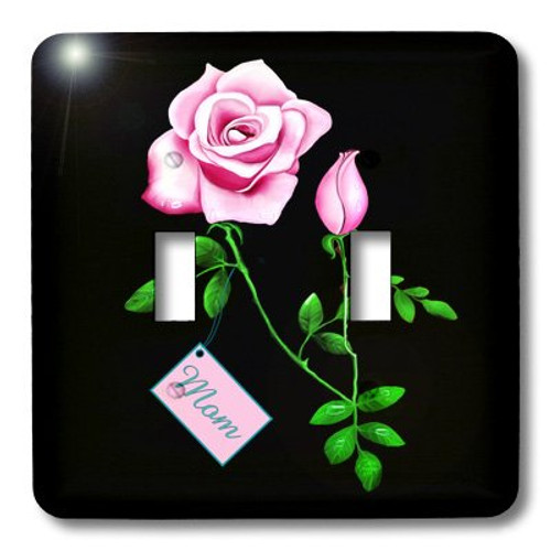 3dRose lsp_11661_2 Pretty Pink Rose with Rosebud Design For Mothers Day On A Dramatic Black Background Double Toggle Switch 3dRose lsp_11661_2 Pretty Pink Rose with Rosebud Design For Mothers Day On A Dramatic Black Background Double Toggle Switch