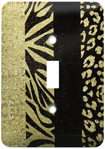 3dRose LLC lsp_128556_1 Printed Glitter Effect Gold and Black Animal Print Leopard and Zebra Single Toggle Switch