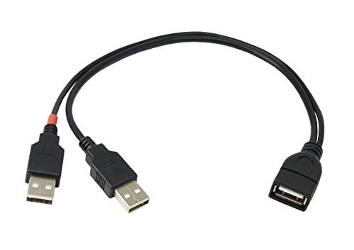 CERRXIAN 1ft USB 2.0 A Female to 2 Dual USB 2.0 A Male Y Splitter Data Sync & Charging Hub Power Extension Cable