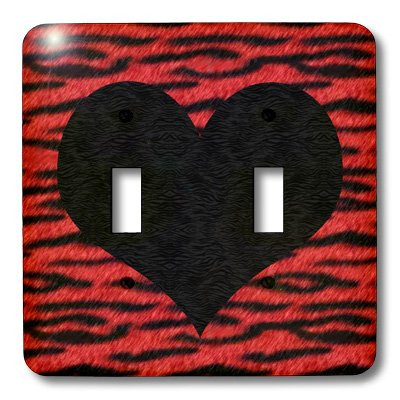 3dRose LLC lsp_20416_2 Punk Rockabilly Red Tiger Animal Print Black Heart Double Toggle Switch