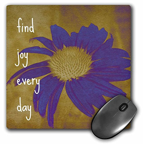 3dRose LLC 8 x 8 x 0.25 Inches Mouse Pad, Purple Flower"Find Joy Every Day" (mp_41170_1)