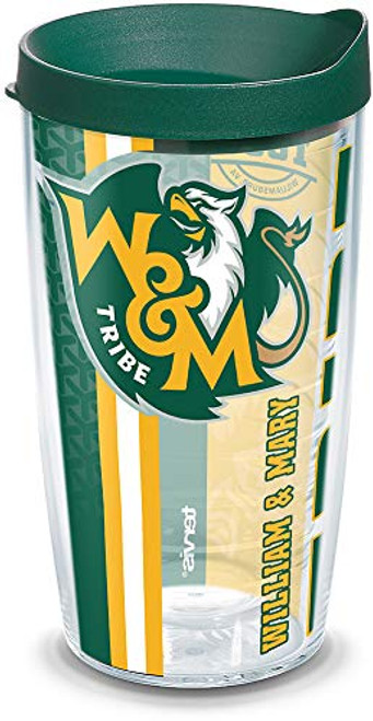 Tervis 1313057 William & Mary Tribe College Pride Insulated Tumbler with Wrap and Hunter Green Lid, 16oz, Clear Tervis 1313057 William & Mary Tribe College Pride Insulated Tumbler with Wrap and Hunter Green Lid, 16oz, Clear