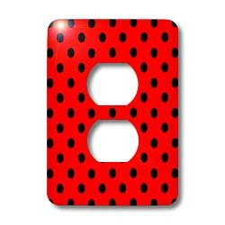 3dRose LLC lsp_20410_6 Red And Black Polka Dot Print 2 Plug Outlet Cover