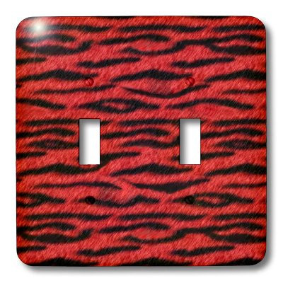3dRose LLC lsp_20426_2 Red and Black Tiger Animal Print Double Toggle Switch