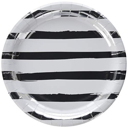 Creative Converting White & Silver Foil Stamp Paper Dinner Plates, Multicolor