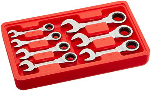 GEARWRENCH 9507 7 Piece SAE Stubby Combination Ratcheting Wrench Set