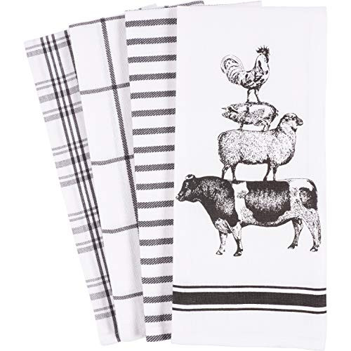 KAF Home Pantry Stacked Farm Animals Kitchen Dish Towel 18 x 28-inch Set of 4 KAF Home Pantry Stacked Farm Animals Kitchen Dish Towel 18 x 28-inch Set of 4