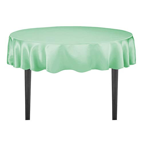 LinenTablecloth Round Satin Tablecloth, 90-Inch, Hemlock