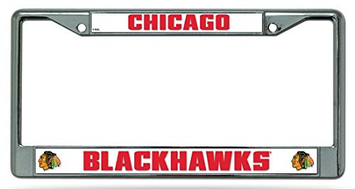 NHL Chicago Blackhawks Standard Chrome License Plate Frame NHL Chicago Blackhawks Standard Chrome License Plate Frame