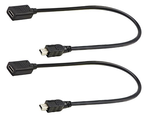CGTime (2-Pack) Mini USB to Type-C Extender Cable, USB 3.1 Type-C Female to USB 2.0 Mini B Male Extension Cable Simultaneously Data Sync and Charging Cable for Laptop & Tablet & Mobile Phone (30CM)