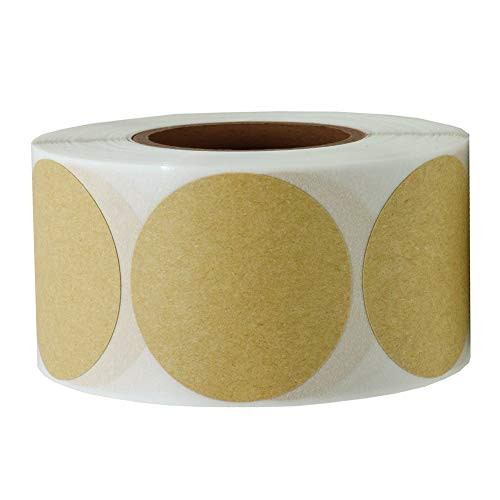 1.5 Inch Natural Brown Craft Stickers | Permanent Adhesive Kraft Dot Labels | Round Color Coding Dot Labels | 500 Labels per Roll