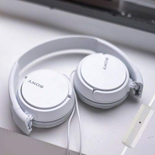 SONY Over Ear Best Stereo Extra Bass Portable Headphones Headset for Apple iPhone iPod/Samsung Galaxy / mp3 Player / 3.5mm Jack Plug Cell Phone with Mic (Snow White)