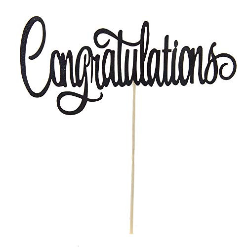 Black Glitter Congratulations 2019 Graduation Cake Topper-Congrats Grad Party Decorations Supplies-High School Graduation, College Graduate Cake Topper